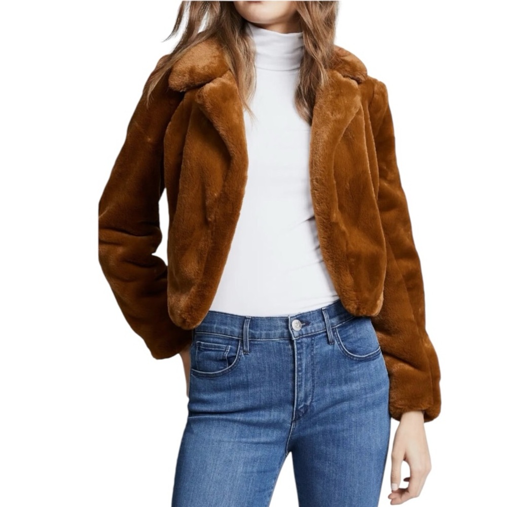 Blank NYC No Closure Faux Fur Jacket in Eye Candy Brown Sz M
